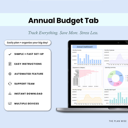 Annual Budget Spreadsheet | Monthly Budget & Paycheck Planner | Google Sheets Finance Tracker