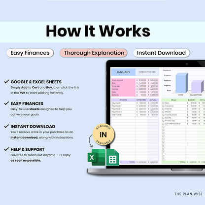 Complete Finance Dashboard and Annual Budget System for Google Sheets & Excel Template