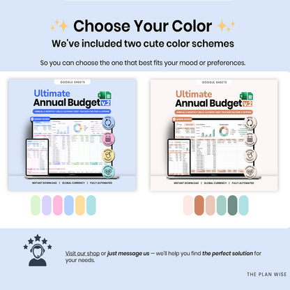 Annual Budget Spreadsheet | Monthly Budget & Paycheck Planner | Google Sheets Finance Tracker