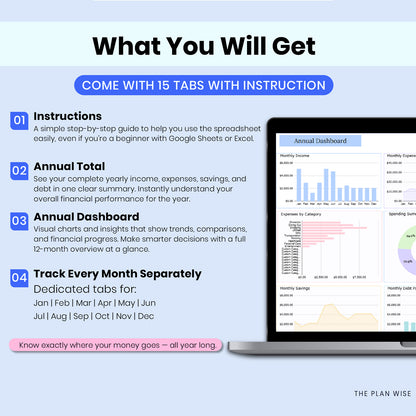 Annual Budget Spreadsheet | Monthly Budget & Paycheck Planner | Google Sheets Finance Tracker