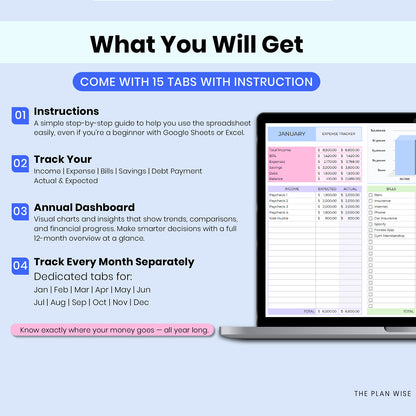Complete Finance Dashboard and Annual Budget System for Google Sheets & Excel Template