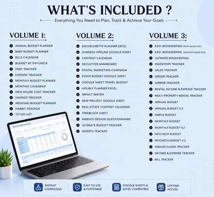 50+ Spreadsheet Templates PLR/MMR Bundle | Resell Rights | Google Sheets & Excel | Done-For-You Digital Business