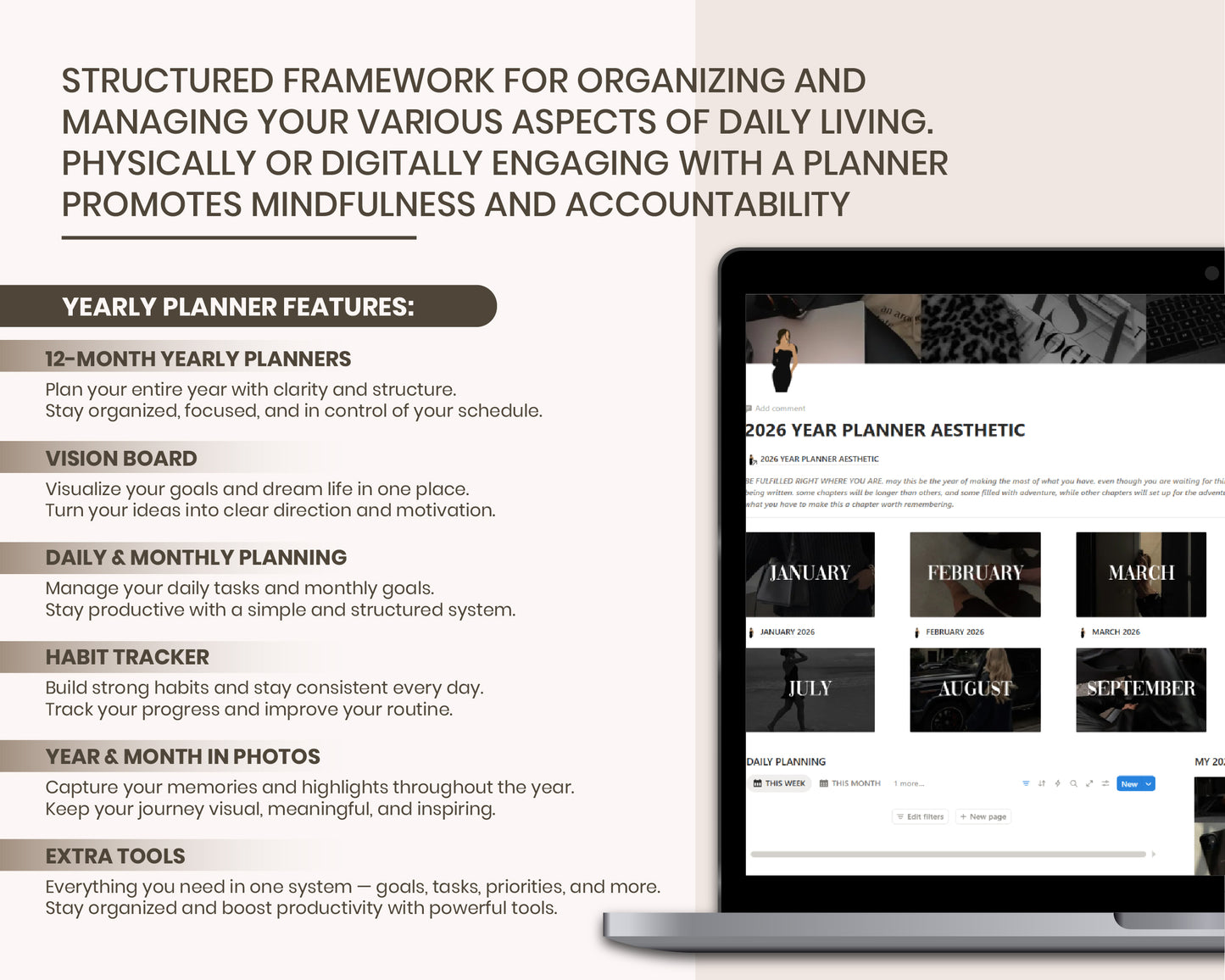 12 Week Year Planner 2026 Notion Template Life Planner Notion Dashboard Second Brain Digital Planner