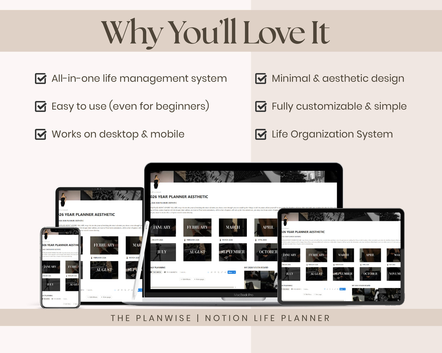 12 Week Year Planner 2026 Notion Template Life Planner Notion Dashboard Second Brain Digital Planner