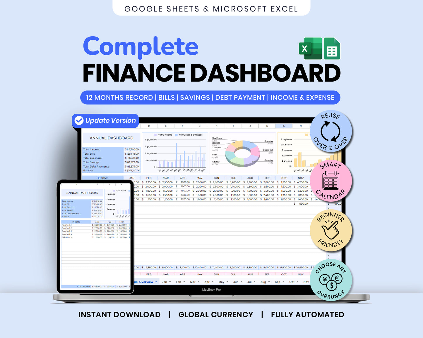 50+ Spreadsheet Templates PLR/MMR Bundle | Resell Rights | Google Sheets & Excel | Done-For-You Digital Business