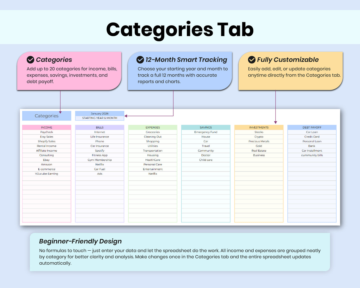 Income & Expense Tracker | Google Sheets Budget Template for Personal Finance