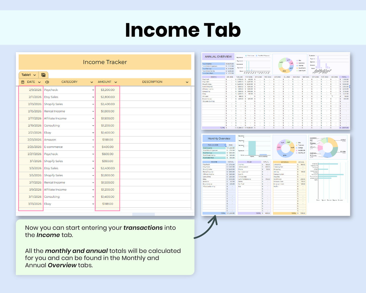Income & Expense Tracker | Google Sheets Budget Template for Personal Finance