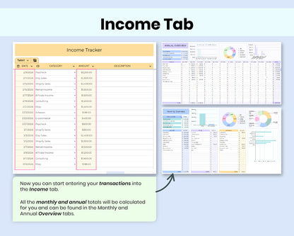 Income & Expense Tracker | Google Sheets Budget Template for Personal Finance