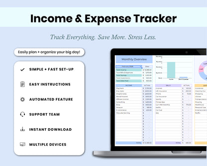 Income & Expense Tracker | Google Sheets Budget Template for Personal Finance