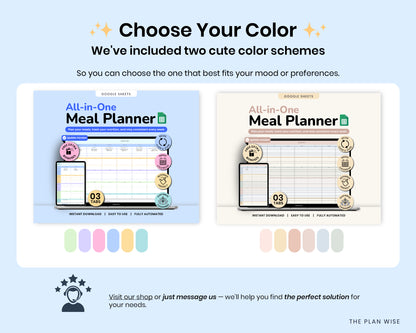 Weekly Meal Planner Spreadsheet Google Sheets Weekly Macro Tracker Grocery List Digital Cookbook
