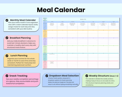 Weekly Meal Planner Spreadsheet Google Sheets Weekly Macro Tracker Grocery List Digital Cookbook