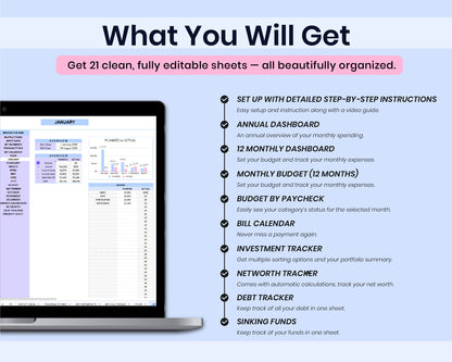 Ultimate Personal Finance Spreadsheet Monthly Personal Budget Paycheck 2026 Bill Calendar Net Worth Tracker For Google Sheets Template