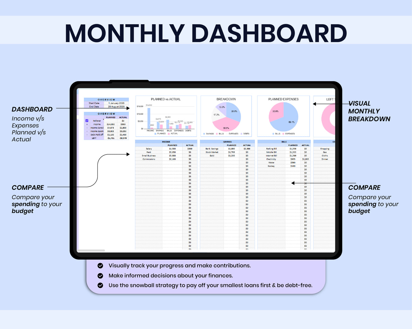 Ultimate Personal Finance Spreadsheet Monthly Personal Budget Paycheck 2026 Bill Calendar Net Worth Tracker For Google Sheets Template