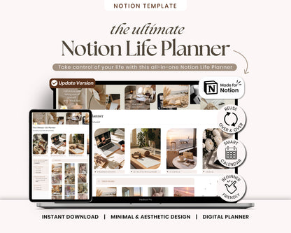 Ultimate Notion Life Planner, Notion Template,   Aesthetic Notion Planner, All-in-One Notion Planner, Notion Finance