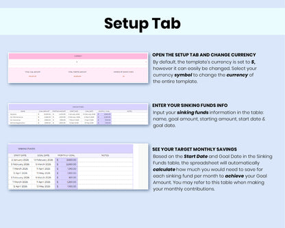 Sinking Funds Tracker Spreadsheet | Google Sheets Savings Tracker, Budget Planner & Expense Fund Template