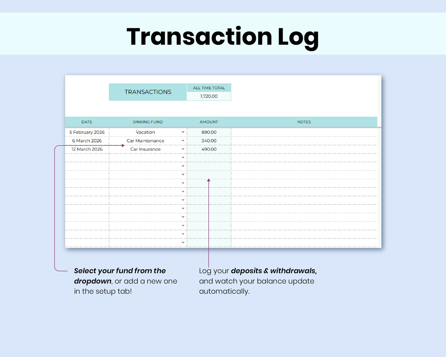 Sinking Funds Tracker Spreadsheet | Google Sheets Savings Tracker, Budget Planner & Expense Fund Template