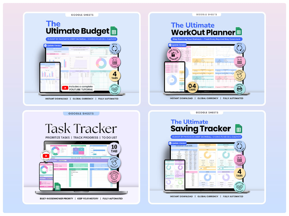 ADHD Life Planner Ultimate Bundle 2026 | 4-in-1 Spreadsheets | Budget, Savings, Workout & Task Tracker ThePlanwise