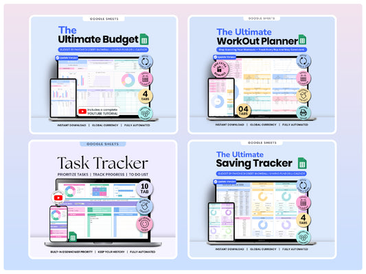 ADHD Life Planner Ultimate Bundle 2026 | 4-in-1 Spreadsheets | Budget, Savings, Workout & Task Tracker