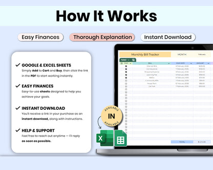 Smart Monthly Bill Tracker Spreadsheet, Bill Organizer, Expense & Utility Tracker Bill Management for Google Sheets & Excel