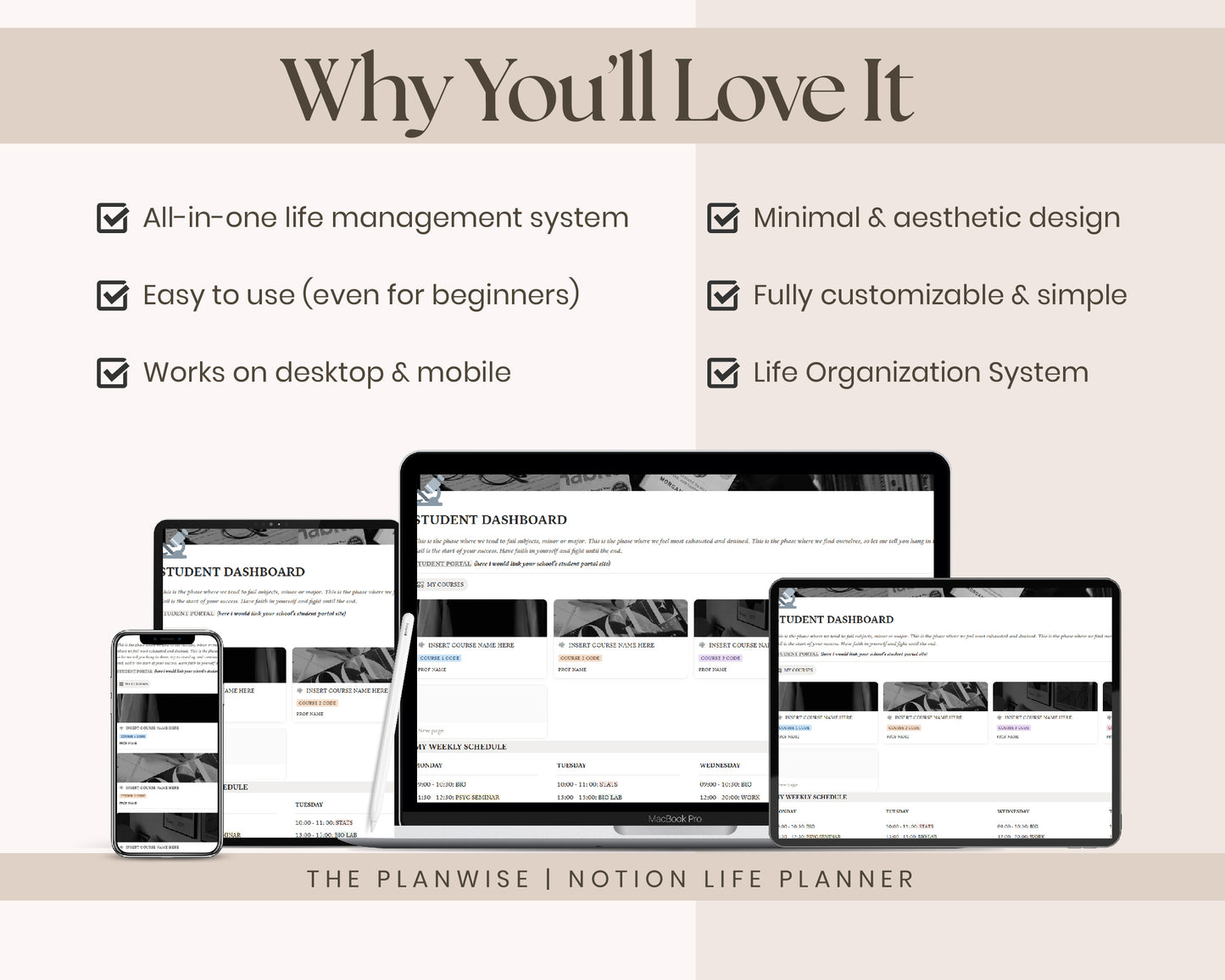 Notion Student Planner | Academic Planner Notion Template | Notion Academic Planner | College Planner | University Student Dashboard