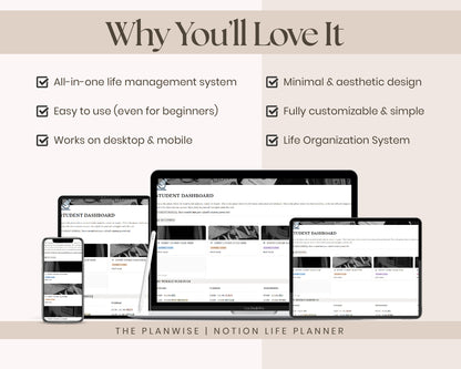 Notion Student Planner | Academic Planner Notion Template | Notion Academic Planner | College Planner | University Student Dashboard