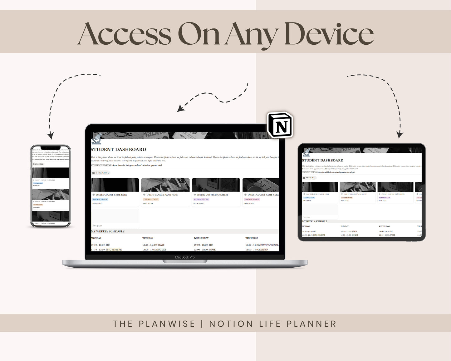 Notion Student Planner | Academic Planner Notion Template | Notion Academic Planner | College Planner | University Student Dashboard