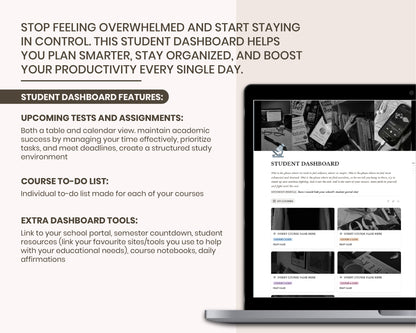 Notion Student Planner | Academic Planner Notion Template | Notion Academic Planner | College Planner | University Student Dashboard
