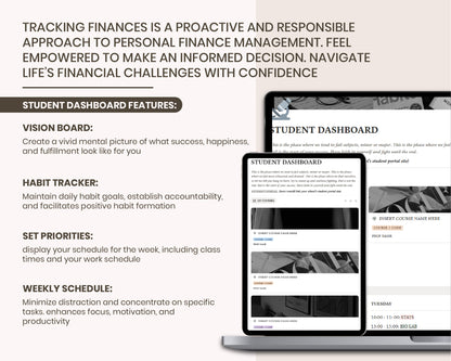 Notion Student Planner | Academic Planner Notion Template | Notion Academic Planner | College Planner | University Student Dashboard