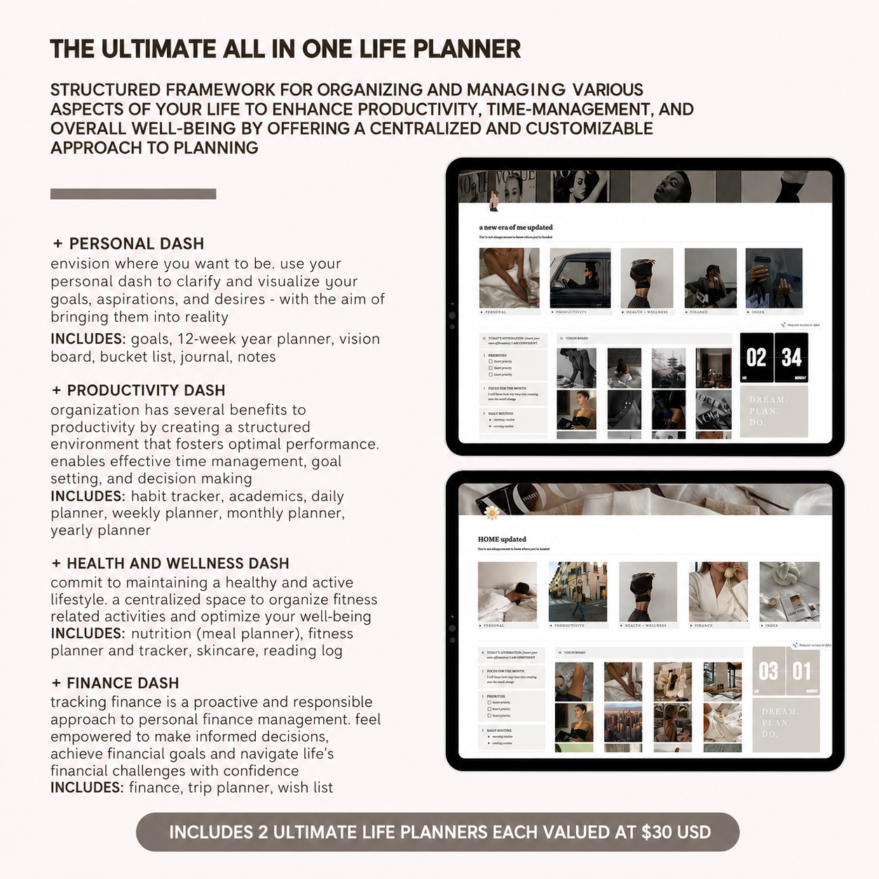 The Ultimate Notion Bundle | 15 PLR/MRR Notion Templates | Student, Fitness & Life Planner | Done-For-You | Commercial Use License