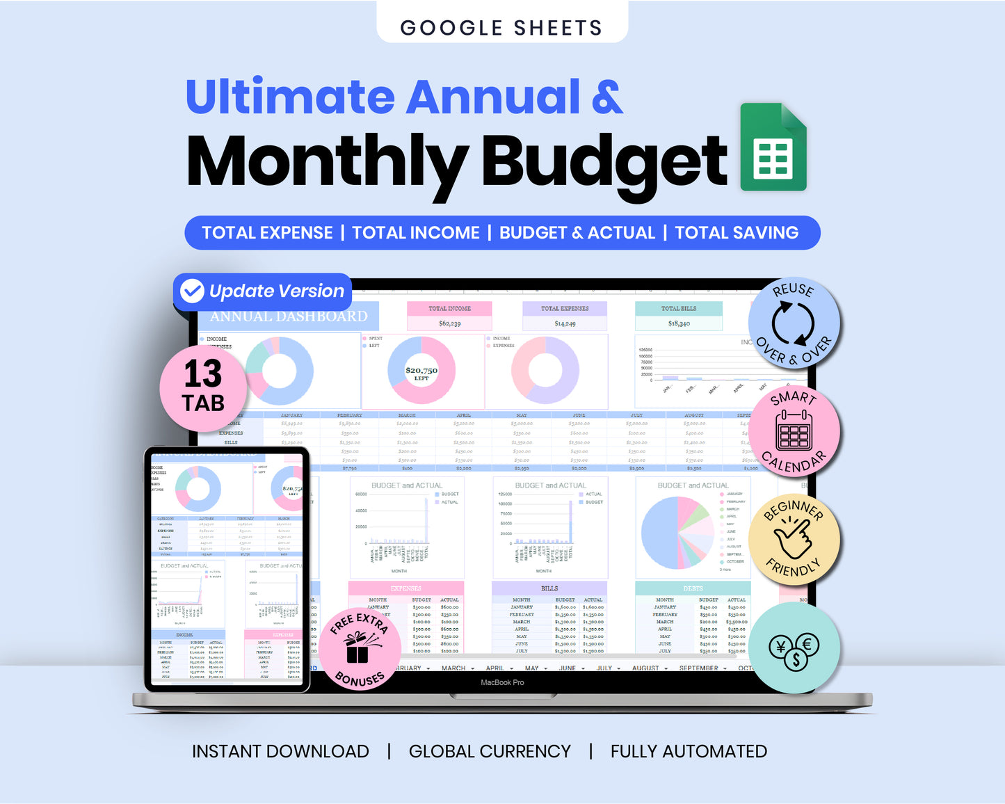 50+ Spreadsheet Templates PLR/MMR Bundle | Resell Rights | Google Sheets & Excel | Done-For-You Digital Business