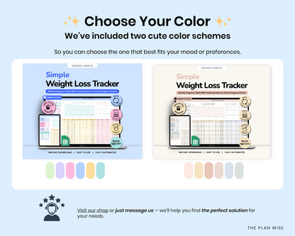 Weight Loss Tracker Spreadsheet | Calorie, Meal Planner | Digital Workout Planner | BMI Calculator