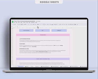 Ultimate Small Business Bookkeeping Spreadsheet Annual and Monthly Budget For Google Sheets Template