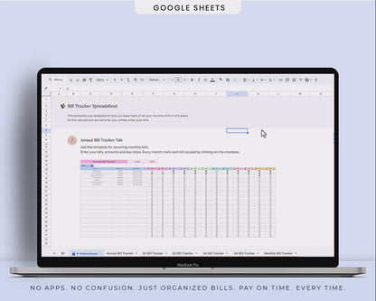 Smart Monthly Bill Tracker Spreadsheet, Bill Organizer, Expense & Utility Tracker Bill Management for Google Sheets & Excel
