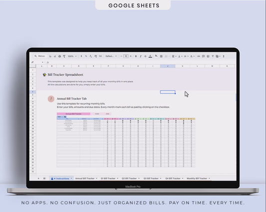 Smart Monthly Bill Tracker Spreadsheet, Bill Organizer, Expense & Utility Tracker Bill Management for Google Sheets & Excel